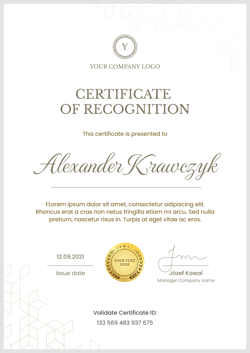 Certificate thumbnail