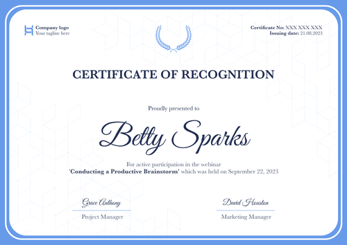 Minimalist and clear recognition certificate template landscape