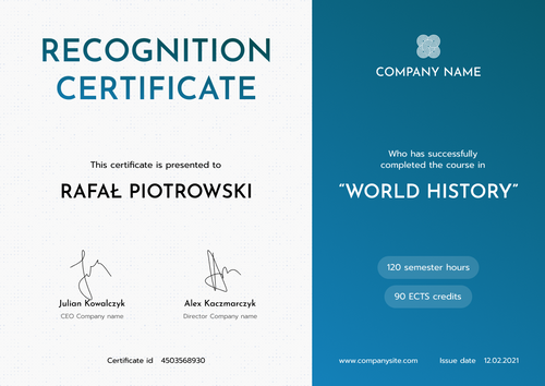 blue modern certificate of recognition landscape 12385