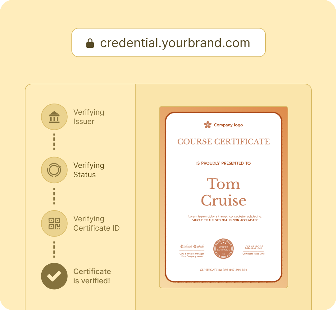 Issue professional certificates compliant with the law